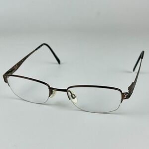 Elle EL13430 Unisex Adults Eyeglasses Frame Brown Plastic Half Rim 50-19-135‎ mm